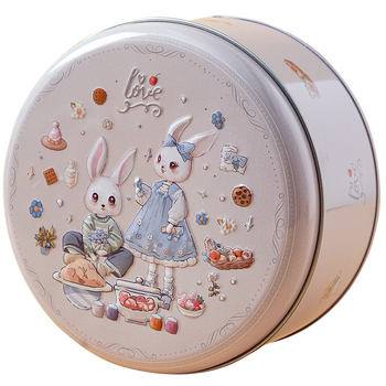 Okrugla limena kutija za kekse – elegantna kutija za slatkiše White Rabbit