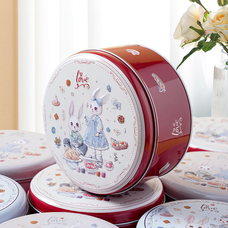 Okrugla limena kutija za kekse – elegantna kutija za slatkiše White Rabbit