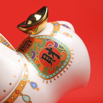 Godina konja – porcelanska dekoracija, kreativna keramička čajna posuda i štednjak, blagajna, dar za otvorenje trgovine, kućna dekoracija