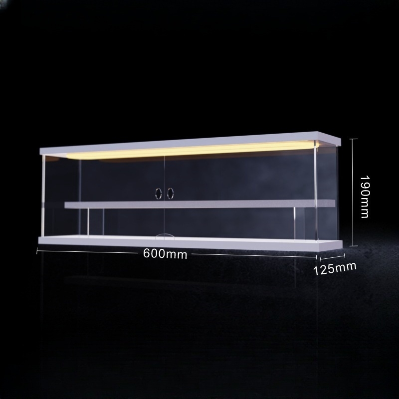 Prozirna akrilna kutija za prikaz i pohranu Bubble Mart figurica s LED koracima prikaza i zaštitnim poklopcem protiv prašine