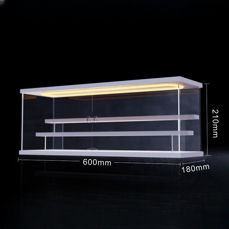 Prozirna akrilna kutija za prikaz i pohranu Bubble Mart figurica s LED koracima prikaza i zaštitnim poklopcem protiv prašine