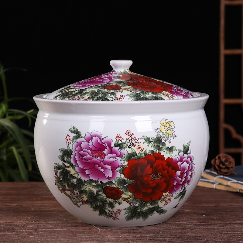 Bijela porcelanska posuda za kuhinju s poklopcem, spremnik za rižu, žitarice i čaj, velik kapacitet