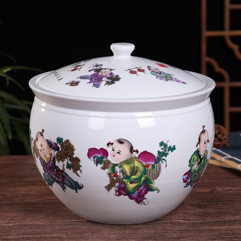 Bijela porcelanska posuda za kuhinju s poklopcem, spremnik za rižu, žitarice i čaj, velik kapacitet
