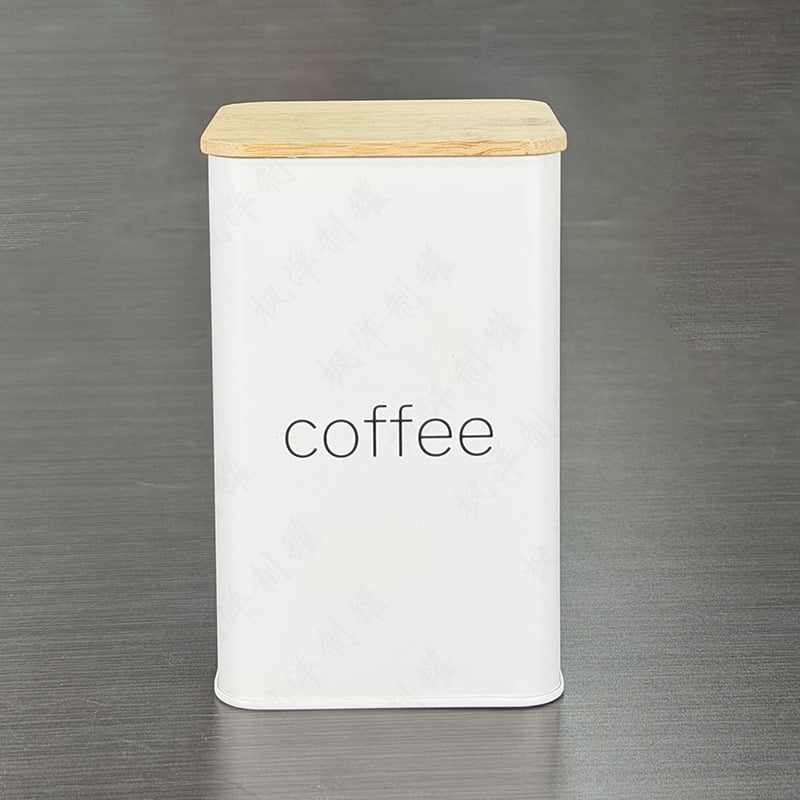 Зърна кафе в кутия с бамбуков капак, метална кутия в стил Starbucks за кафе, захарни бонбони и чай