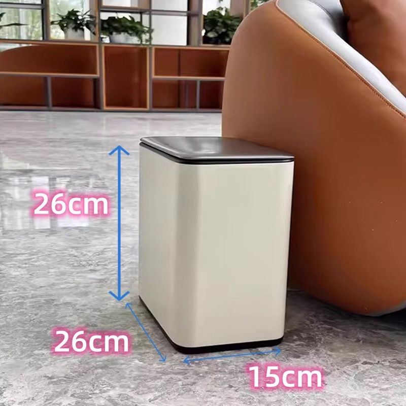 Kućni koš za otpad od nehrđajućeg čelika s poklopcem, kvadratnog oblika, 8 L, za kupaonicu, WC, spavaću sobu i dnevni boravak, luksuzan dizajn