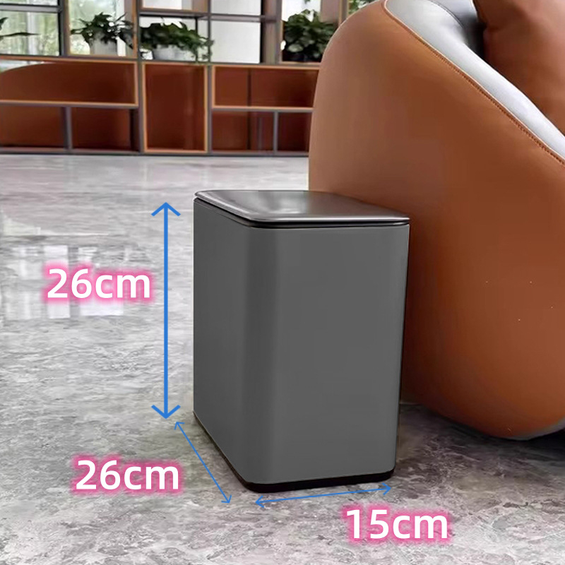 Kućni koš za otpad od nehrđajućeg čelika s poklopcem, kvadratnog oblika, 8 L, za kupaonicu, WC, spavaću sobu i dnevni boravak, luksuzan dizajn