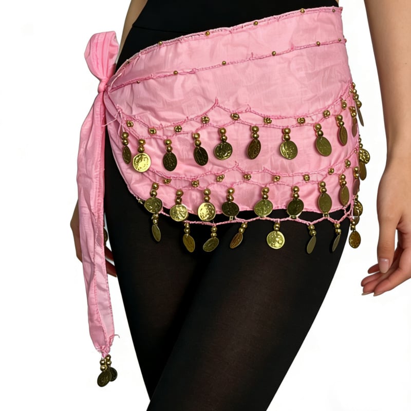 Колан за талия Belly Dance с 72 монети, шифонова лента за начинаещи, индийски танц