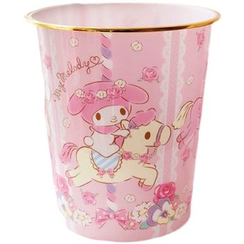 Kružni plastični kanta za otpad s dizajnom My Melody i Cinnamon Roll, 8 L, kućna upotreba, bez poklopca.