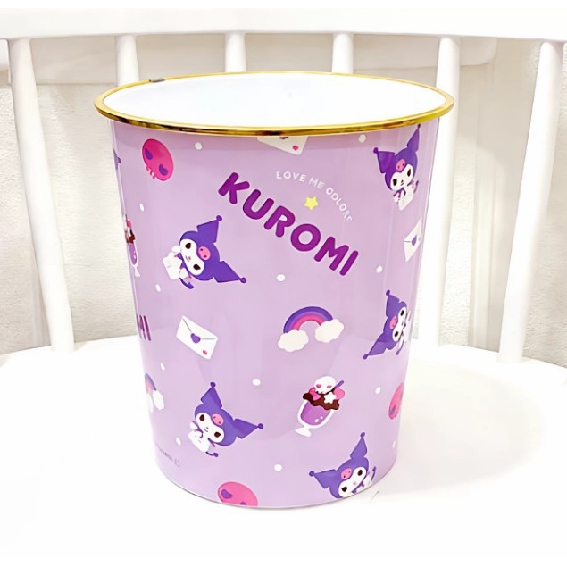 Kružni plastični kanta za otpad s dizajnom My Melody i Cinnamon Roll, 8 L, kućna upotreba, bez poklopca.