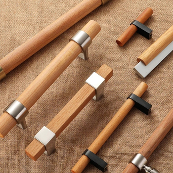 Japanski stil ručka za vrata garderobe i ormarića za cipele, masivno drvo, crno-zlatna, minimalistička ručica s jednim otvorom za ladicu