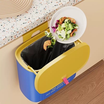 Zidni koš za smeće za kuhinju s poklopcem, 8 L, plastični, četvrtasti oblik, kućna upotreba