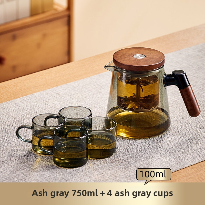 Jieanxi čajník s filtrom a infuzérom, jedným tlačidlom, oddelenie čaju a vody, drevená rúčka, objem 750 ml