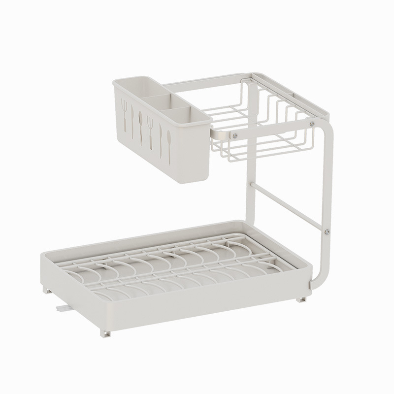 Dvije etaže odvojivi stalak za suđe u kuhinji – odvodnja tanjura i zdjela, organizator kuhinjskog posuđa