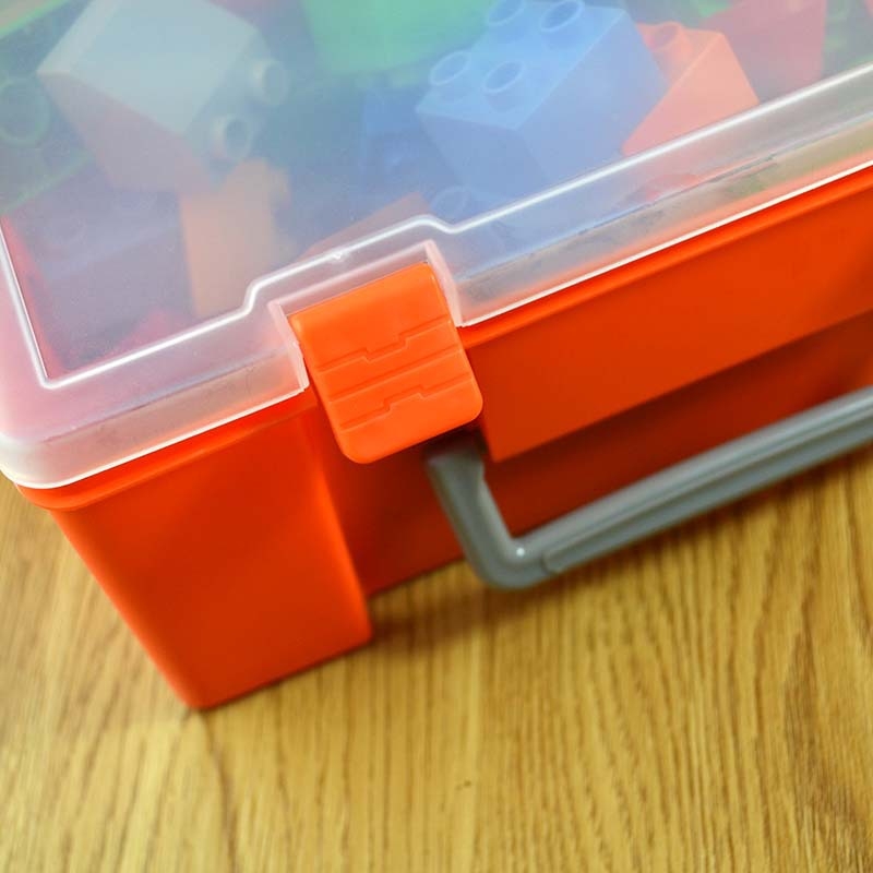 Plastična kutija za skladištenje s preklopnim poklopcem, prozirna, velika zapremina, prenosna za male dijelove i igračke.