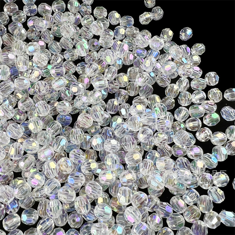 Prozirne akrilne perle AB boje, ravna rupa, osmerokutne kuglice s 32 faceta, za DIY nakit i pletene zavjese