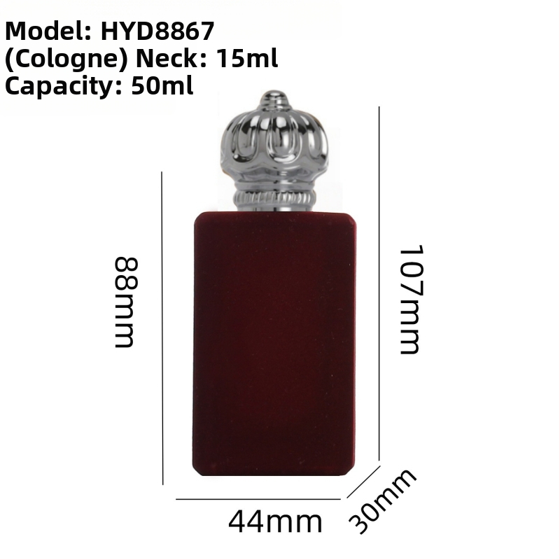 50 ml sklenený flakón na parfum s krytom zo zinkovej zliatiny, priehľadná prázdna fľaštička, závit 15 mm