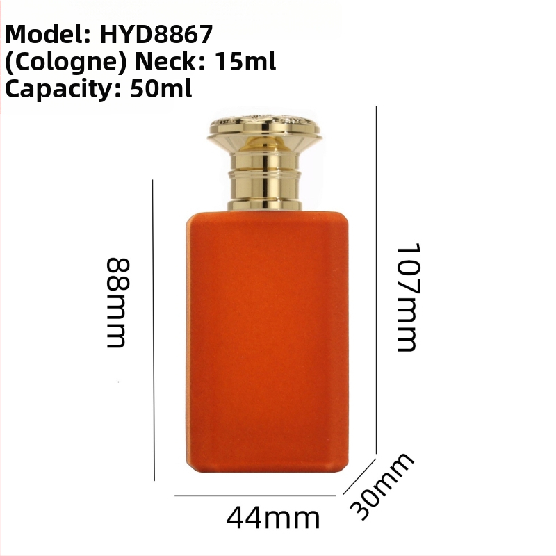 50 ml sklenený flakón na parfum s krytom zo zinkovej zliatiny, priehľadná prázdna fľaštička, závit 15 mm
