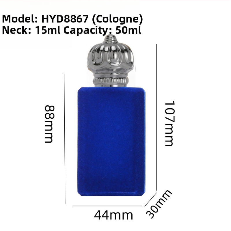 50 ml sklenený flakón na parfum s krytom zo zinkovej zliatiny, priehľadná prázdna fľaštička, závit 15 mm