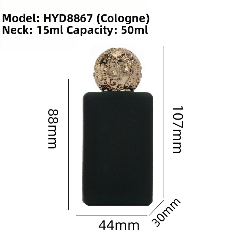 50 ml sklenený flakón na parfum s krytom zo zinkovej zliatiny, priehľadná prázdna fľaštička, závit 15 mm