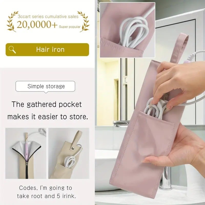 Torba za pohranu uvijača za kosu s kukom za vješanje, otporna do 300°C, japanski minimalistički stil, prijenosna