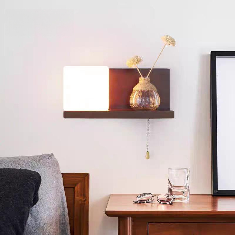 Zidna lampa od masivnog orahovog drveta, kineskog stila, za spavaću sobu, hodnik i ulaz - kreativni dekor