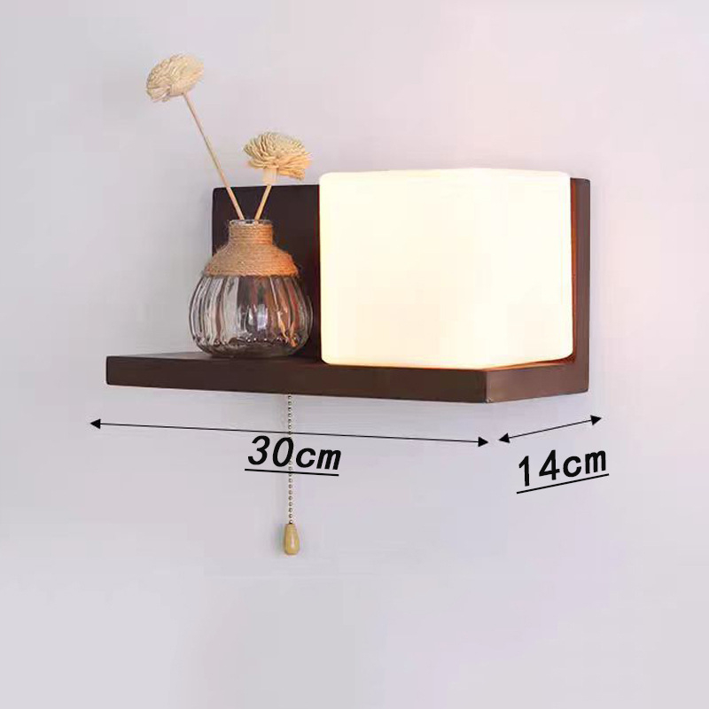 Zidna lampa od masivnog orahovog drveta, kineskog stila, za spavaću sobu, hodnik i ulaz - kreativni dekor