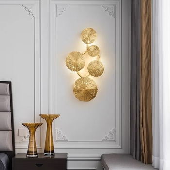 Stenska svjetiljka s listom lotosa, novi kineski stil, moderno minimalističko osvjetljenje za dnevni boravak, hodnik i spavaću sobu