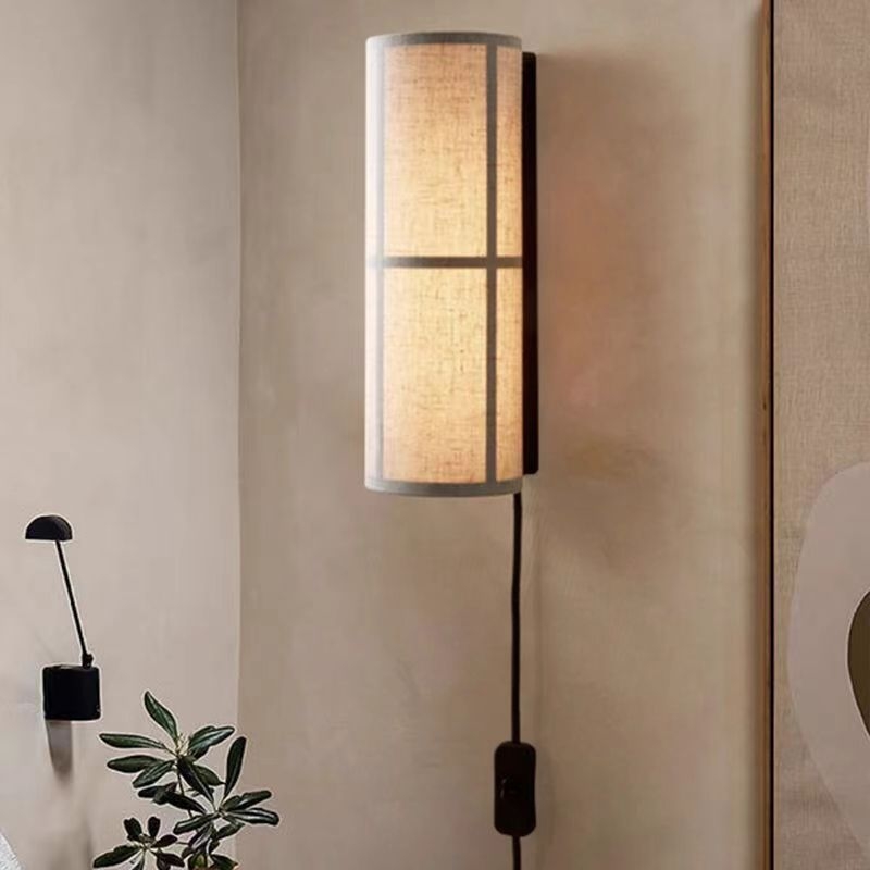 Zidna lampa s platnenim abažurjem, Wabi-Sabi stil, minimalističko osvjetljenje za dnevni boravak i spavaću sobu, LED rasvjeta za hodnik s japanskim ugođajem