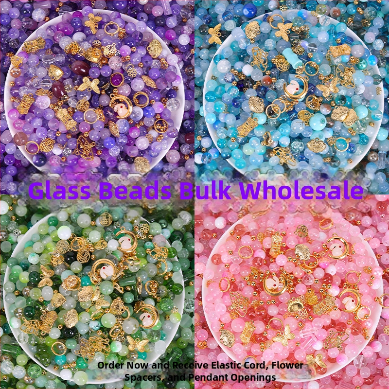 Staklene perle za DIY nakit, dvobojna glazura, 10 mm, labave perle za narukvice