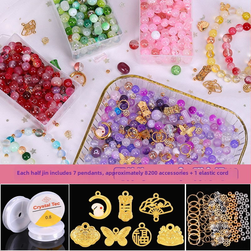 Staklene perle za DIY nakit, dvobojna glazura, 10 mm, labave perle za narukvice