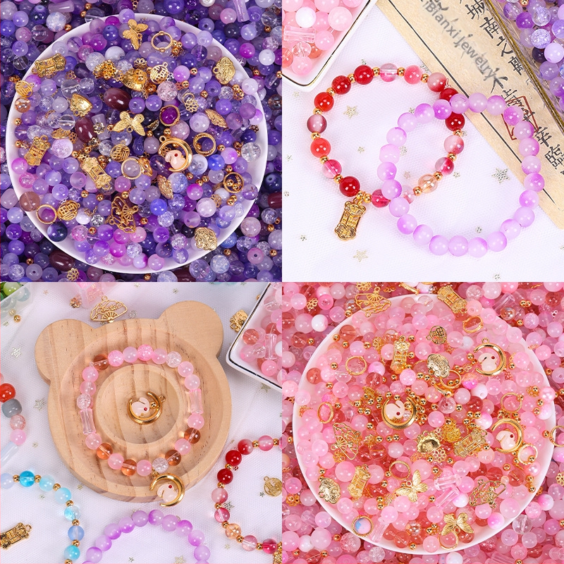 Staklene perle za DIY nakit, dvobojna glazura, 10 mm, labave perle za narukvice
