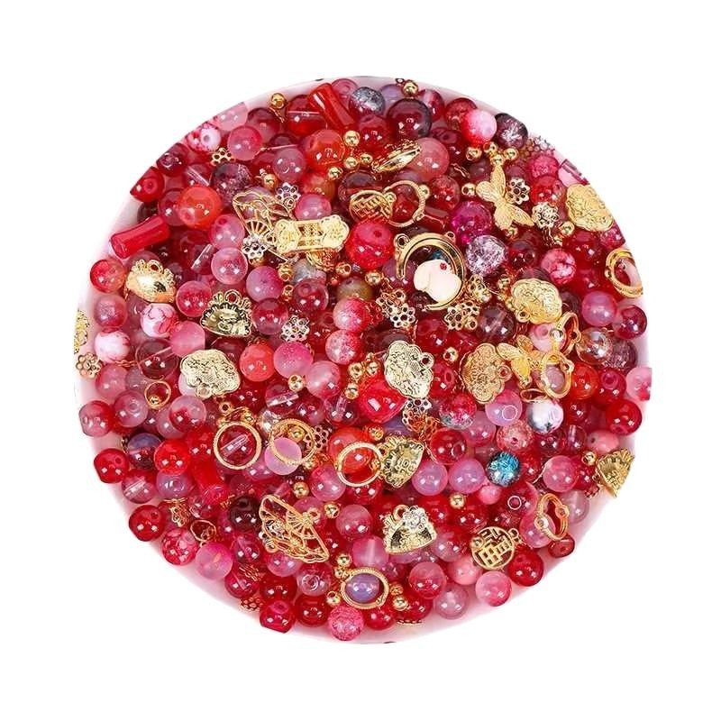 Staklene perle za DIY nakit, dvobojna glazura, 10 mm, labave perle za narukvice