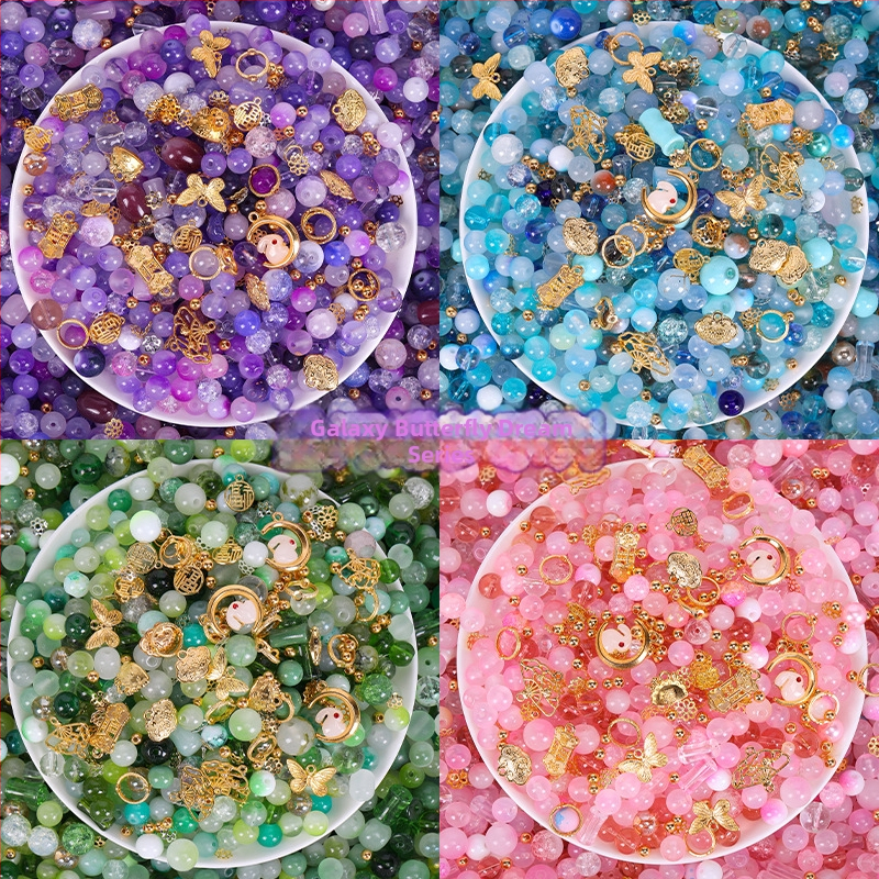 Staklene perle za DIY nakit, dvobojna glazura, 10 mm, labave perle za narukvice