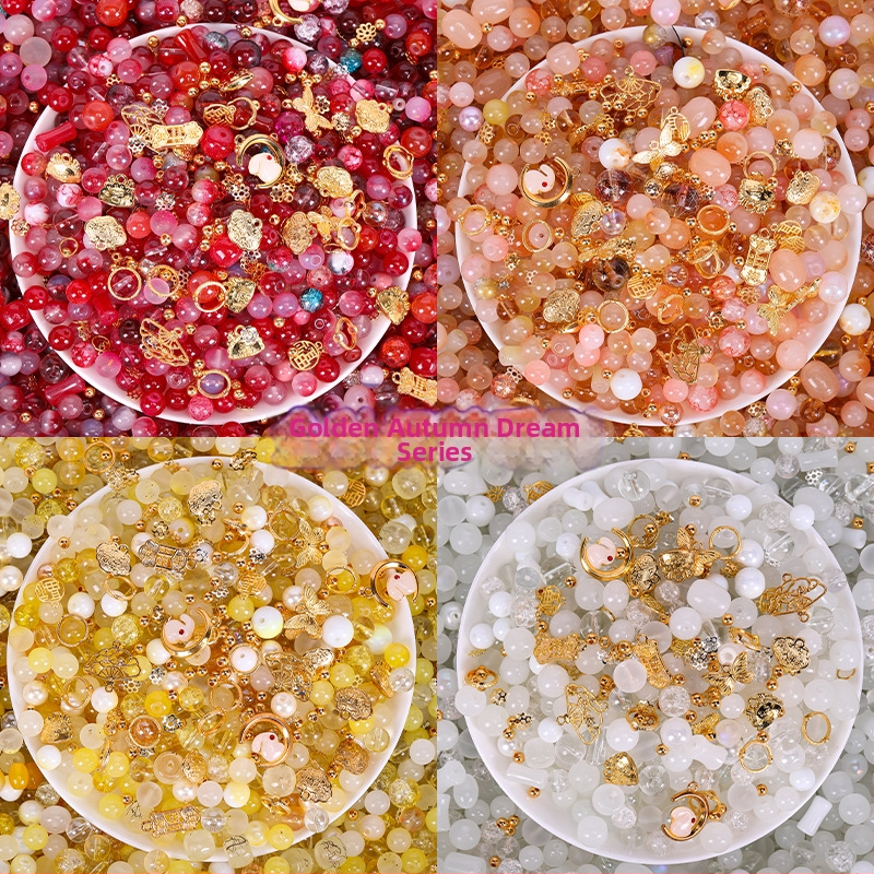 Staklene perle za DIY nakit, dvobojna glazura, 10 mm, labave perle za narukvice