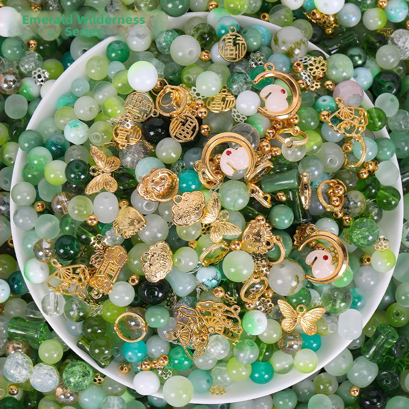 Staklene perle za DIY nakit, dvobojna glazura, 10 mm, labave perle za narukvice