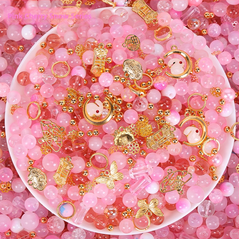 Staklene perle za DIY nakit, dvobojna glazura, 10 mm, labave perle za narukvice