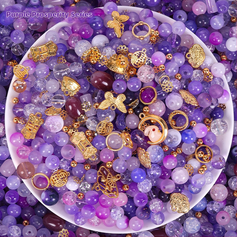 Staklene perle za DIY nakit, dvobojna glazura, 10 mm, labave perle za narukvice
