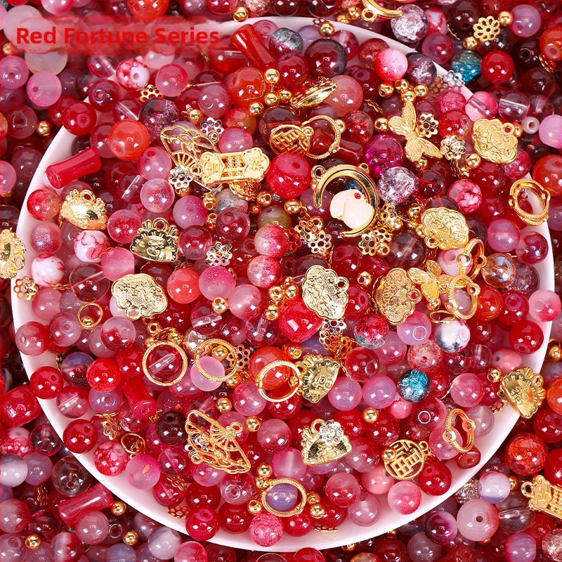 Staklene perle za DIY nakit, dvobojna glazura, 10 mm, labave perle za narukvice