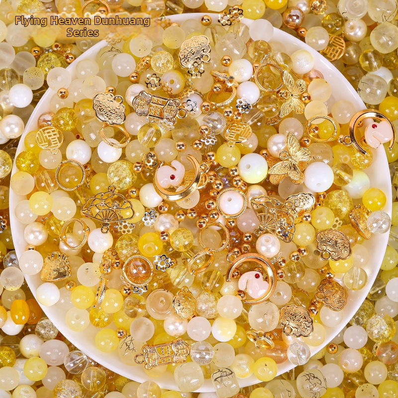 Staklene perle za DIY nakit, dvobojna glazura, 10 mm, labave perle za narukvice