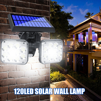 Solarna zidna rasvjeta za vrt, podijeljeno tijelo, rotirajuća LED glava, IP55 vodootporan