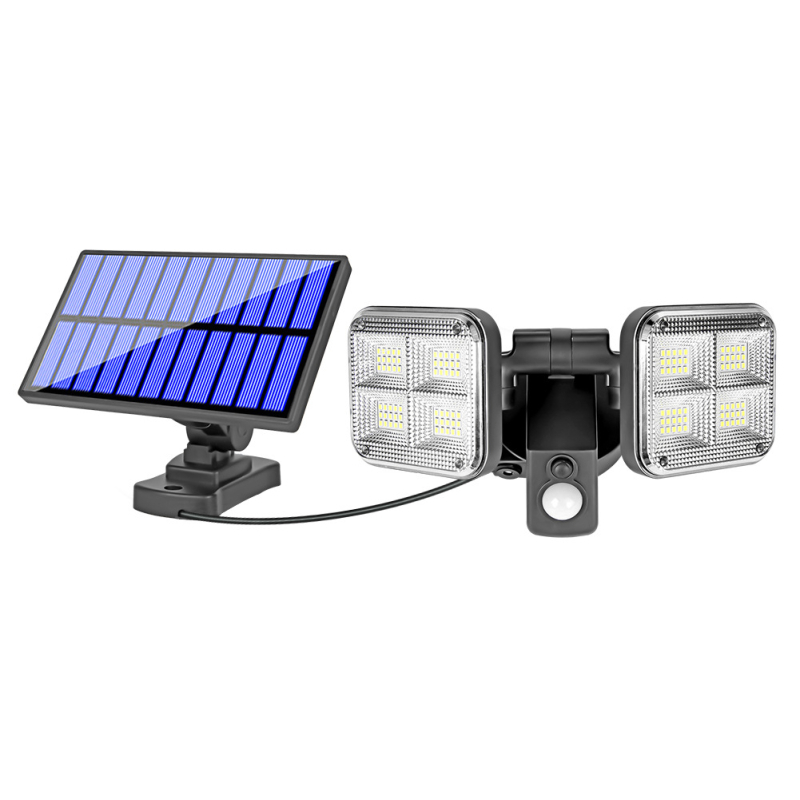 Solarna zidna rasvjeta za vrt, podijeljeno tijelo, rotirajuća LED glava, IP55 vodootporan