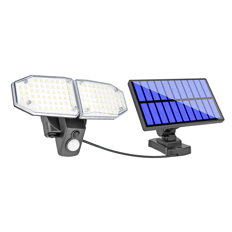 Solarna zidna rasvjeta za vrt, podijeljeno tijelo, rotirajuća LED glava, IP55 vodootporan