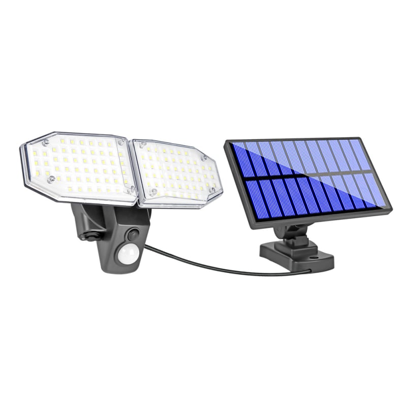 Solarna zidna rasvjeta za vrt, podijeljeno tijelo, rotirajuća LED glava, IP55 vodootporan