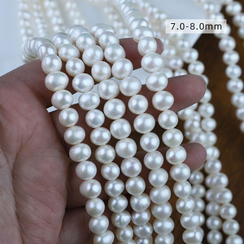 Prirodne slatkovodne perle za izradu nakita, 6–7 mm gotovo okrugle sjajne perle, polugotovi dijelovi za ogrlice
