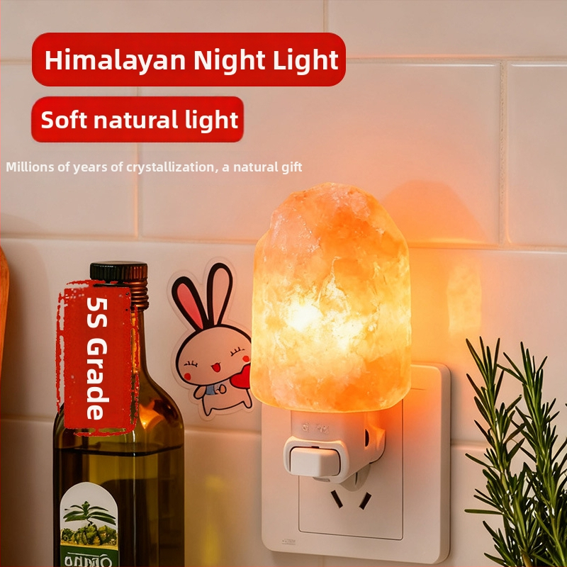 Himalajska prirodna kristalna solna zidna lampa za spavaću sobu, dnevni boravak i hodnik, noćna svjetiljka, izravno priključivanje
