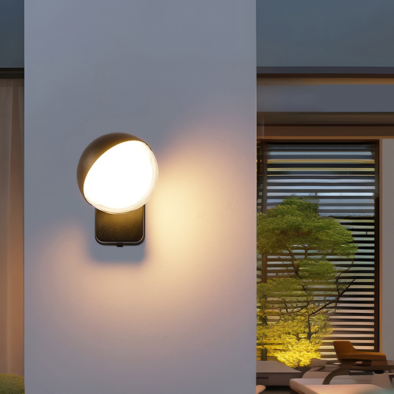 LED moderno minimalističko vanjsko zidno svjetlo, vodootporno, 360° rotacija, senzor pokreta, svjetlo za hodnik/ulaz