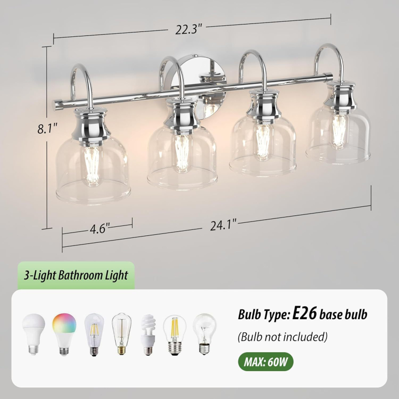 Staklena zidna lampa za spavaću sobu, američki stil, moderni minimalistički dizajn, metalno tijelo, LED, prekidač na zidu, pogodna za hodnik i stubište