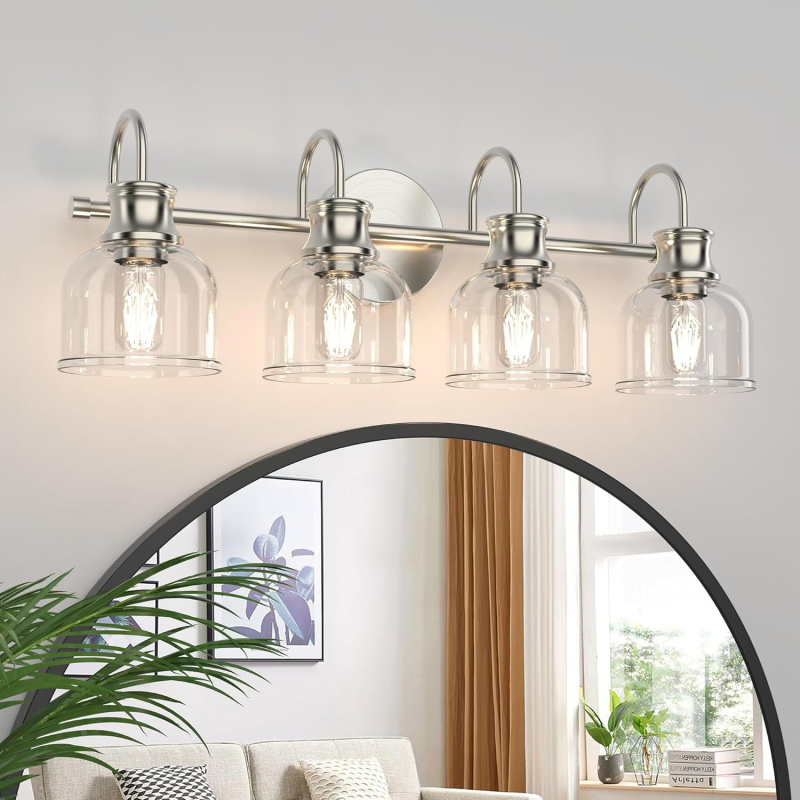Staklena zidna lampa za spavaću sobu, američki stil, moderni minimalistički dizajn, metalno tijelo, LED, prekidač na zidu, pogodna za hodnik i stubište