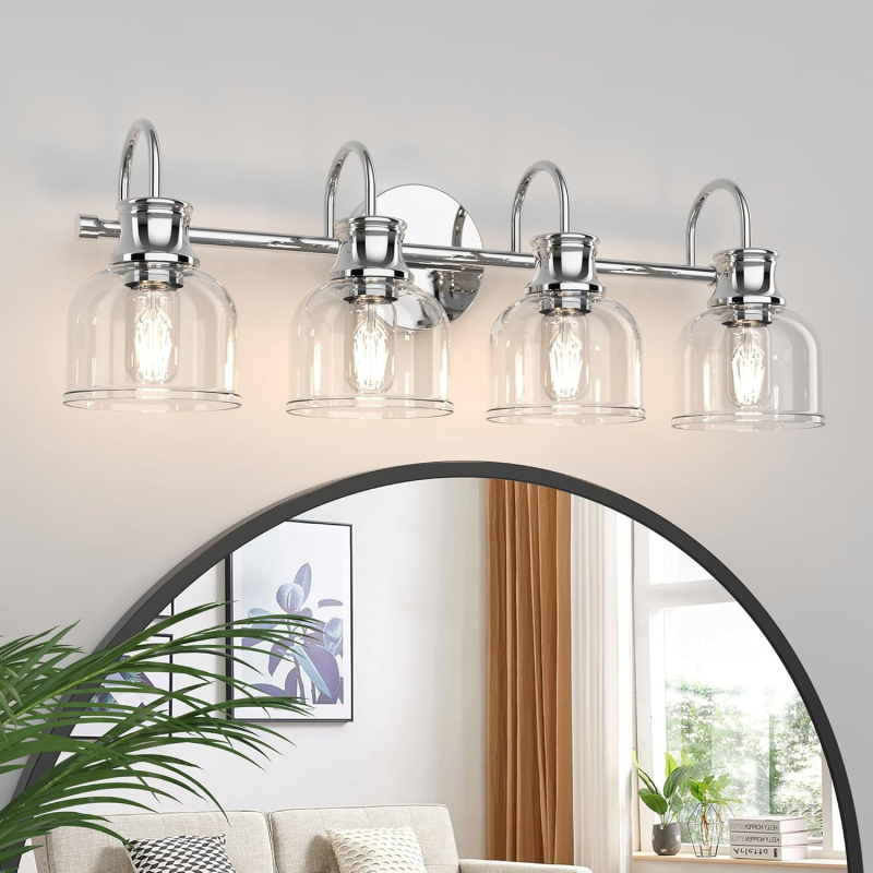 Staklena zidna lampa za spavaću sobu, američki stil, moderni minimalistički dizajn, metalno tijelo, LED, prekidač na zidu, pogodna za hodnik i stubište