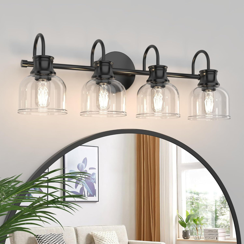 Staklena zidna lampa za spavaću sobu, američki stil, moderni minimalistički dizajn, metalno tijelo, LED, prekidač na zidu, pogodna za hodnik i stubište
